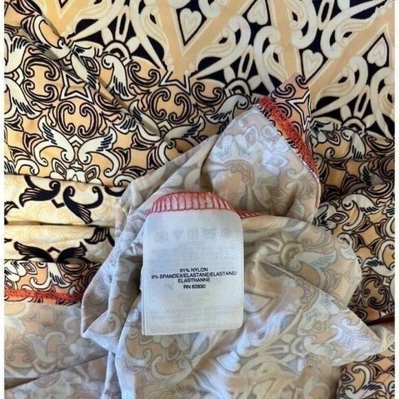 Lands End Womens Top Medium Pullover Long Sleeve Peach Mosaic Boat Neck Casual - Picture 8 of 9